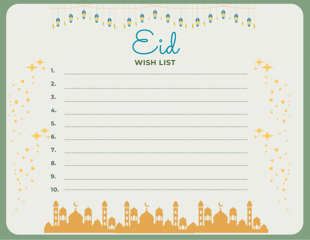 Eid Wish List | FREE Printable