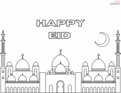 FREE Happy Eid mosque Coloring Printable